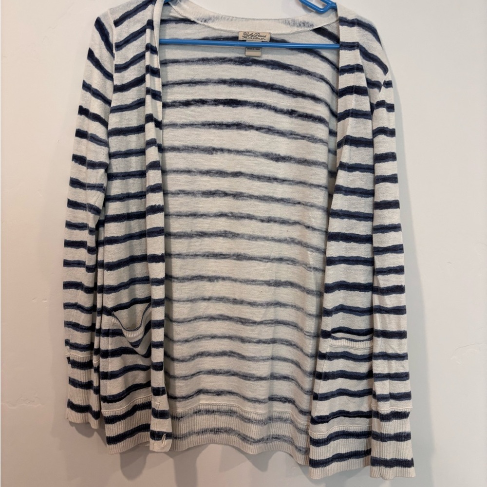 Lucky Brand Navy and White Striped Cardigan